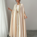 Rafferiza Women's Splice Ribbon Batwing Sleeve Jacket & Dress Elegant 2 Pieces Set